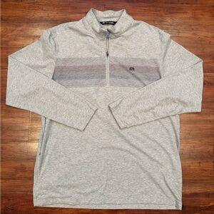 Travis Mathew Pullover Mens XLarge Gray Quarter Zip Golf Stretch Raglan Pockets